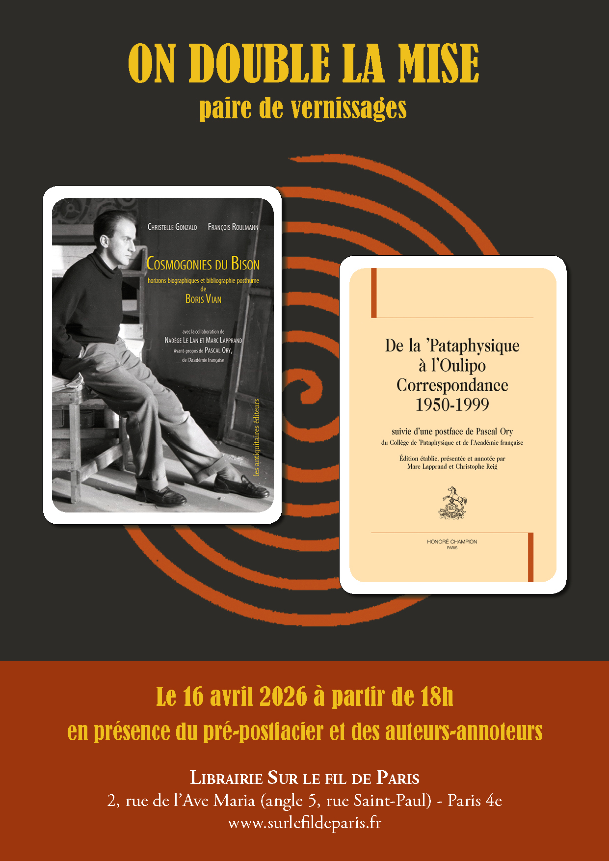 affiche de la soirée Vian - Pataphysique - Oulipo