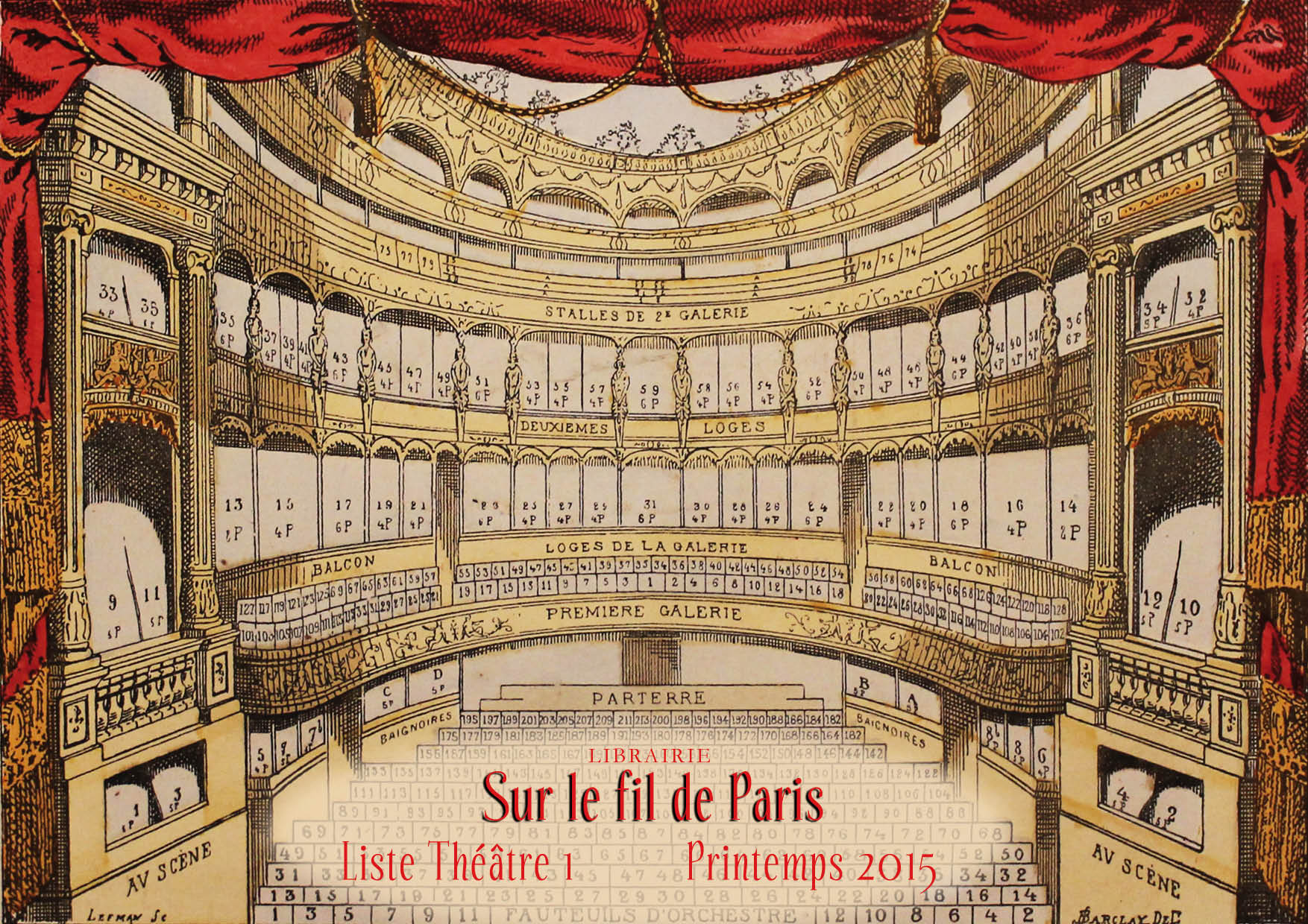 catalogue, theatre, librairie, livres anciens, sur le fil de paris, histoire, 2015