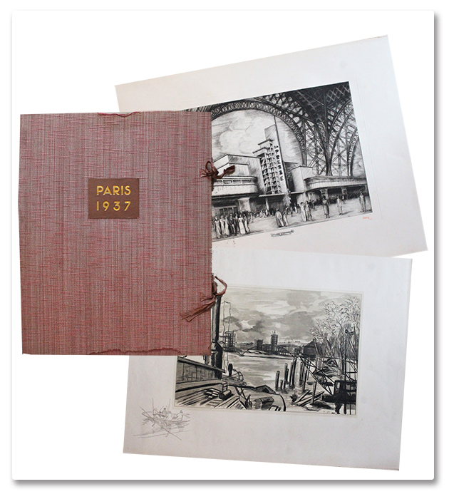Portfolio de gravures grand format : Paris 1937 (Decaris, Laboureur, Bruyer, Beltrand...)