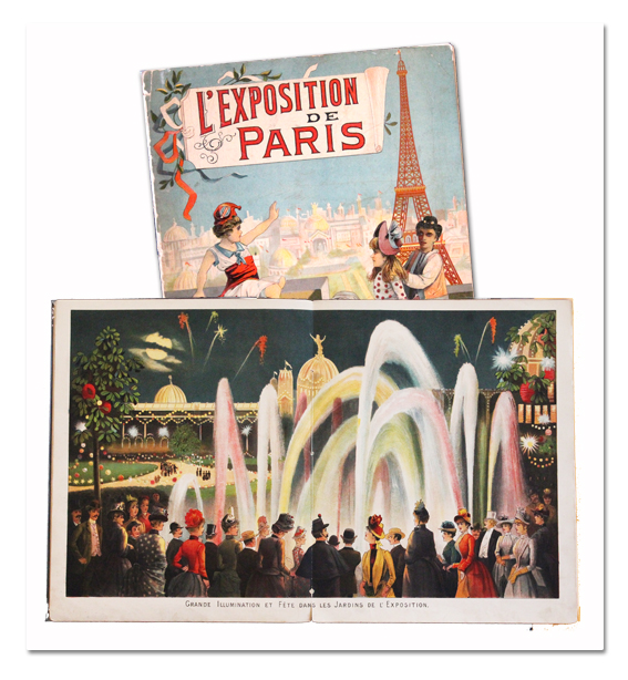 L’Exposition de Paris. Haarlem (Hollande), Impr. Van Meer, c. 1889. Livre pour enfants en chromolithographie sur l'exposition universelle parisienne paris, exposition universelle, 1889, livre ancien, van meer, haarlem, hollande, chromolithographie, enfantina, tour eiffel