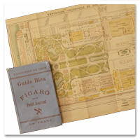 guide, paris, exposition universelle, 1889, figaro, petit journal, tour eiffel, plan, pavillons, original