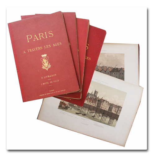 paris, histoire, hoffbauer, paris a travers les ages, firmin didot, 1875, 14 livraisons, complet, en feuilles, lithographies