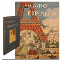 figaro, exposition universelle, 1889, cartonnage, relie, tour eiffel, illustrations, couleurs, grasset