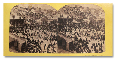 photo, stereo, albumine, 1860, paris, commune, montmartre, fete, original, foule