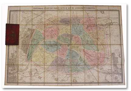 paris, plan, plan original, 1860, annexion, 20 arrondissements, logerot, annexion, banlieue