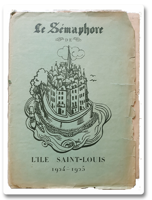 paris, ile saint-louis, journaux, sémaphore, semaphore de l'ile saint louis, roger dévigne, 1925, presse à bras, quai d'anjou, collection