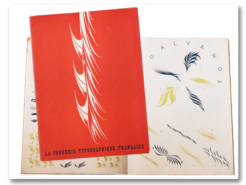 paris, crous vidal, fonderie typographique francaise, typographie, catalogue, fugue d'arabesques, arabesques, ornements, 1951
