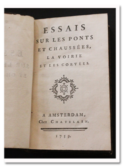 histoire, essai, ponts et chaussées, charles pinot duclos, 1759, edition originale, travaux, reliure