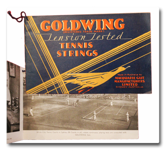 sport, tennis, ephemera, catalogue, goldwing tennis strings, cordage, raquette, sydney, australia, 1934